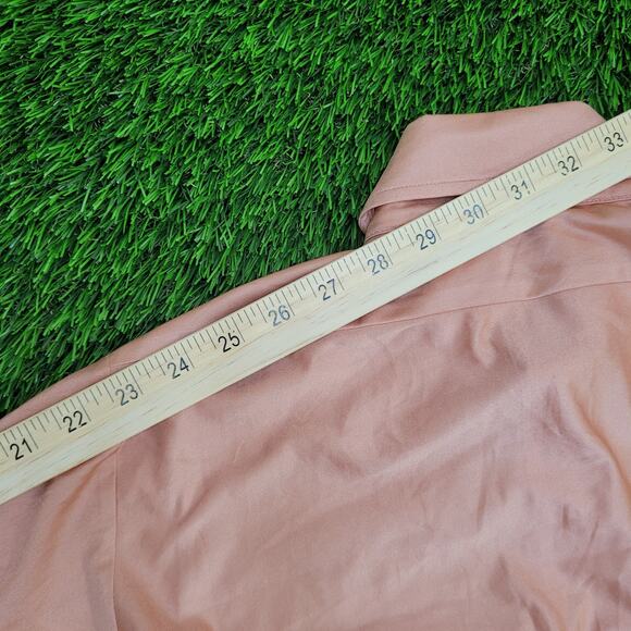 VTG 70s Munleigh Shirtmakers Qiana Nylon Button Shirt S/M 19x30 USA Salmon Pink - Picture 6 of 11